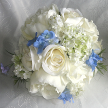 Ivory & Periwinkle Peony, Rose and Snowball Bridesmaid Bouquet